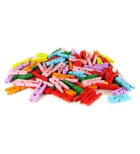 100'lü Renkli Ahşap Mandal 2.5cm (12'li Paket-1200 Adet)