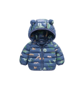 Petityu Lacivert Dinazor Baskılı Puffy Mont - Laci Dino Pufudik Mont (4-5 Yaş)