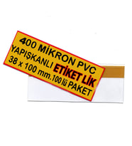 400 Micron Pvc Malzeme Arkası Güçlü Yapışkanlı Raf Önü Fiyat Etiketliği 38 x 100 mm. 100 lü Pk