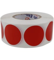 Opak Daire İşaretleme Etiketi Rulo Etiket, 30mm x 30mm Çap 1000 Adet, Yuvarlak Renkli Zemin Baskılı Kontrol Etiketi, Endüstriyel ve Masaüstü Barkod yazıcılar ile uyumludur. (Kırmızı)