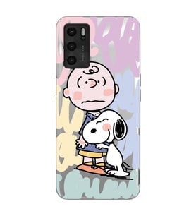 Oppo A16 / A55 Uyumlu Snoopy ve Charlie Brown Tasarımlı Şeffaf Telefon Kılıfı