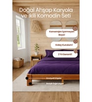 Soft Model Masif Ahşap Karyola ve 2 Adet Komodin Kolay Kurulum Fırınlanmış İthal Sibirya Çamı 90x190 Yatak Uyumlu 2 Adet Komodin