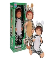 Sunman Bebelou Hayvan Kostümlü Oyuncak Bebek 40cm (Krem)