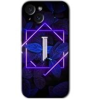 İphone 15 Kılıf HD Desen Baskılı Kılıf - Dark Neon Yaprak I Harfi