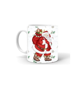 Yılbası Noel Temalı Baskılı Seramik Beyaz Kupa