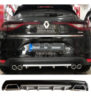 Renault Megane 4 Difüzör Arka Tampon Eki 2 Egzoz Çıkışlı Gri Lüx Tip
