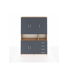 Arges Gardrop 7 Raflı 4 Çekmeceli 5 Kapaklı 132x30x195 Çam-Antrasit