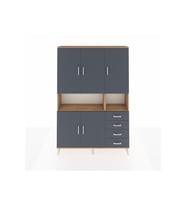 Arges Gardrop 7 Raflı 4 Çekmeceli 5 Kapaklı 132x30x195 Çam-Antrasit