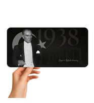 Atatürk Metal Tabela - 10 Kasım Saygı ve Özlemle Anıyoruz Dekoratif Levha 14.5x29.5 cm