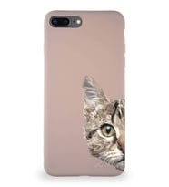 Apple iPhone 7 Plus Soft Premier Kapak Catface Tasarımlı Silikon Kılıf - Pudra (Şeffaf)