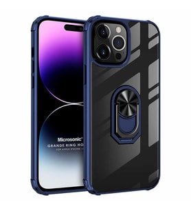 Microsonic Apple iPhone 14 Pro Max Kılıf Grande Clear Ring Holder Lacivert
