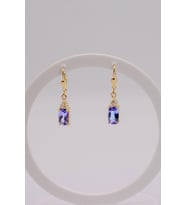 Tanzanit Taşlı 14 Ayar Altın Minimal Sallantılı Küpe Modeli