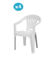Omnipazar MT-GF141 Zaffiro Plastik Bahçe Balkon Sandalye 4'lü Set (Beyaz)