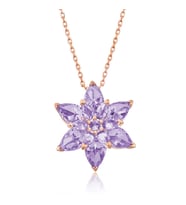 Gümüş Rose Lila Lotus Çiçeği Kolye