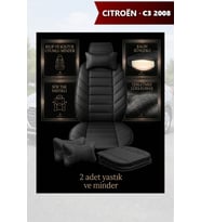 citron c3 2008 Koltuk ve Kılıf uyumlu Minder Lüks Siyah Yastık 2 Minder 2 Yastık