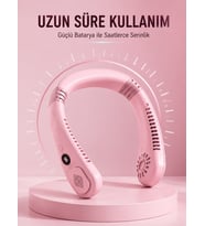 Pembe Boyun Fanı Sessiz Çalışan USB Şarjlı Taşınabilir Kişisel Serinletici