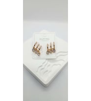 Gold Rose Renk Üçlü Görünüm Oval Taşlı Küpe