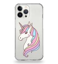 Apple iPhone 13 Pro Uyumlu Köşe Korumalı Antişok  Kapak Unicorn Tasarımlı Şeffaf Silikon Kılıf