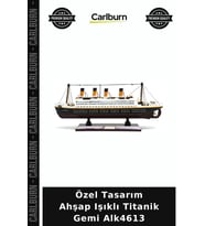 Özel Üretim Dekoratif Aydınlatmalı Hediyelik Masaüstü Özel Tasarım Ahşap Işıklı Titanik Gemi Alk4613