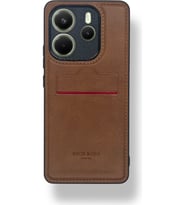 Redmi Note 14 4G Kartlıklı Rich Boss Lüx Deri Kılıf Açık Kahverengi