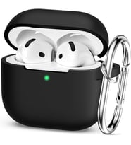 Airpods 4.Nesil 2024 Darbelere Dayanıklı Parmak İzi Karşıtı MagSafe Şarj ile Uyumlu Silikon Kılıf (Siyah, Airpods 4.Nesil 2024 Silikon)