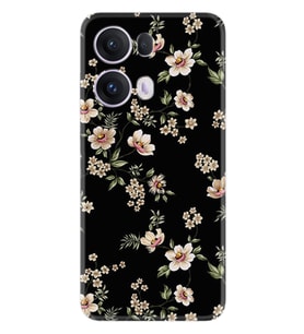 Oppo Reno 13F Kılıf Boutique Baskılı Resimli Siyah Fon Çiçek Pcode -045