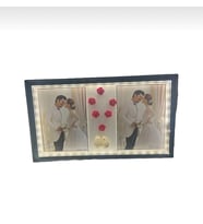 Orta boy 2’li masa üstü led ışıklı evlilik fotoğrafları çerçevesi (Beyaz)