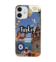 Iphone 12 Uyumlu Türkiye Kolaj Tasarımlı Şeffaf Telefon Kılıfı