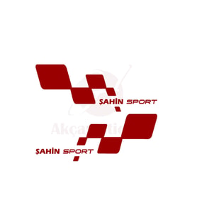 Şahin İçin Uyumlu Aksesuar Oto Yan Sport Kapı Altı Sticker Sag-Sol Set Kırmızı 30*11 Cm