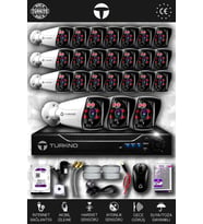 TURKNO 24 Kameralı Karia 24 Dış Kamera Set 100 GB HDD Full HD Gece Görüşlü Güvenlik Kamerası Sistemi