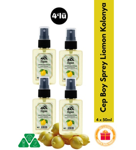 Limon Kolonyası Cep Boy Sprey Kolonya Elegance Series 4'lü Eko Paket - 4x50 ml