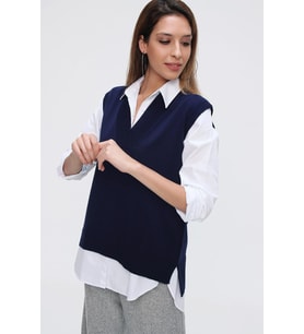 Chuba Kadın Triko Süveter 21W124 (Lacivert)