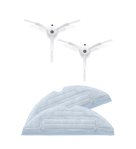Roborock S8 Sonic Uyumlu 2 Adet Beyaz Yan Fırça 2 Adet Mop Fiber Paspas