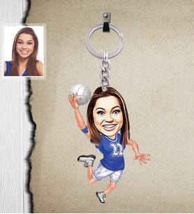 Kişiye Özel Sporcu Karikatürlü  Ahşap Anahtarlık Bayan-2-Eco