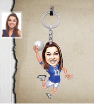 Kişiye Özel Sporcu Karikatürlü  Ahşap Anahtarlık Bayan-2-Eco
