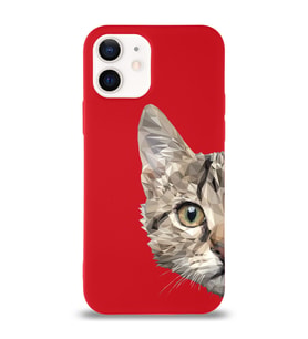 Apple iPhone 12 Mini Uyumlu Lansman Kılıf Catface Tasarımlı Altı Kapalı İçi Kadife Kaplı  Kapak (Şeffaf)