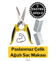 Çok Amaçlı Keskin Uçlu Paslanmaz Çelik Ağızlı Yaylı Teneke Köşebent Makası Alçıpan Makas 20 cm