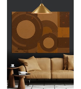 Kahverengi Geometrik Soyut Sanat Dekoratif Kanvas - Mdf Ahşap Tablo