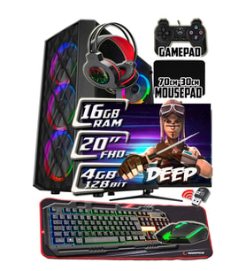 WarboX Deep 20" Monitör i3 9100 16gb DDR4 Ram 256gb Ssd 250gb Hdd R7 240-4gb E.kartı Gaming PC (Siyah)