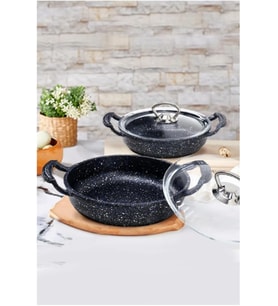 22 Cm Döküm Omlet Sahan Seti Siyah