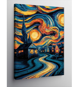 Kanvas Tablo Van Gogh Tarzı Köy Evleri