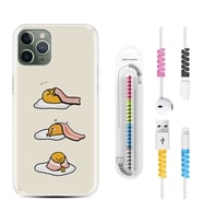 Apple iPhone 11 12 13 14 Pro Max Kılıf Kablo Koruma Spiral Silikon Sweety Egg 1322