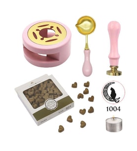 Davetiye Mum Mühürü Uygulama Seti Pembe Renk 1004 Ay Kedi