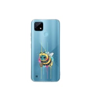 Realme C21 ile uyumlu Splash arı tasarımlı şeffaf silikon kılıf