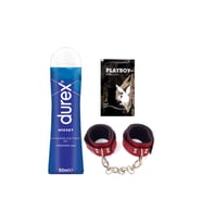 Durex Hisset Pürüzsüz Hazlar 50 ml Jel + Kırmızı Deri El Kelepçesi + Hediye