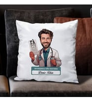 Kişiye Özel Hediye En Başarılı Erkek Göz Doktoru Karikatürlü Yastık