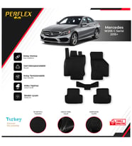 Mercedes W205 C Serisi 2015+ 3D Havuzlu Paspas (Siyah - Beyaz)