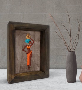 BK Gift African Woman Dekoratif Doğal Masif Ahşap Çerçeve 15x20cm-2 (Beyaz)