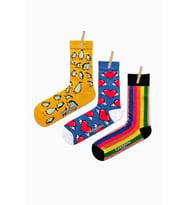 Unisex 3'lü Renkli Happy Set Çorap