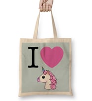 I Heart Unicorns Emoji Bez Çanta Uzun Saplı